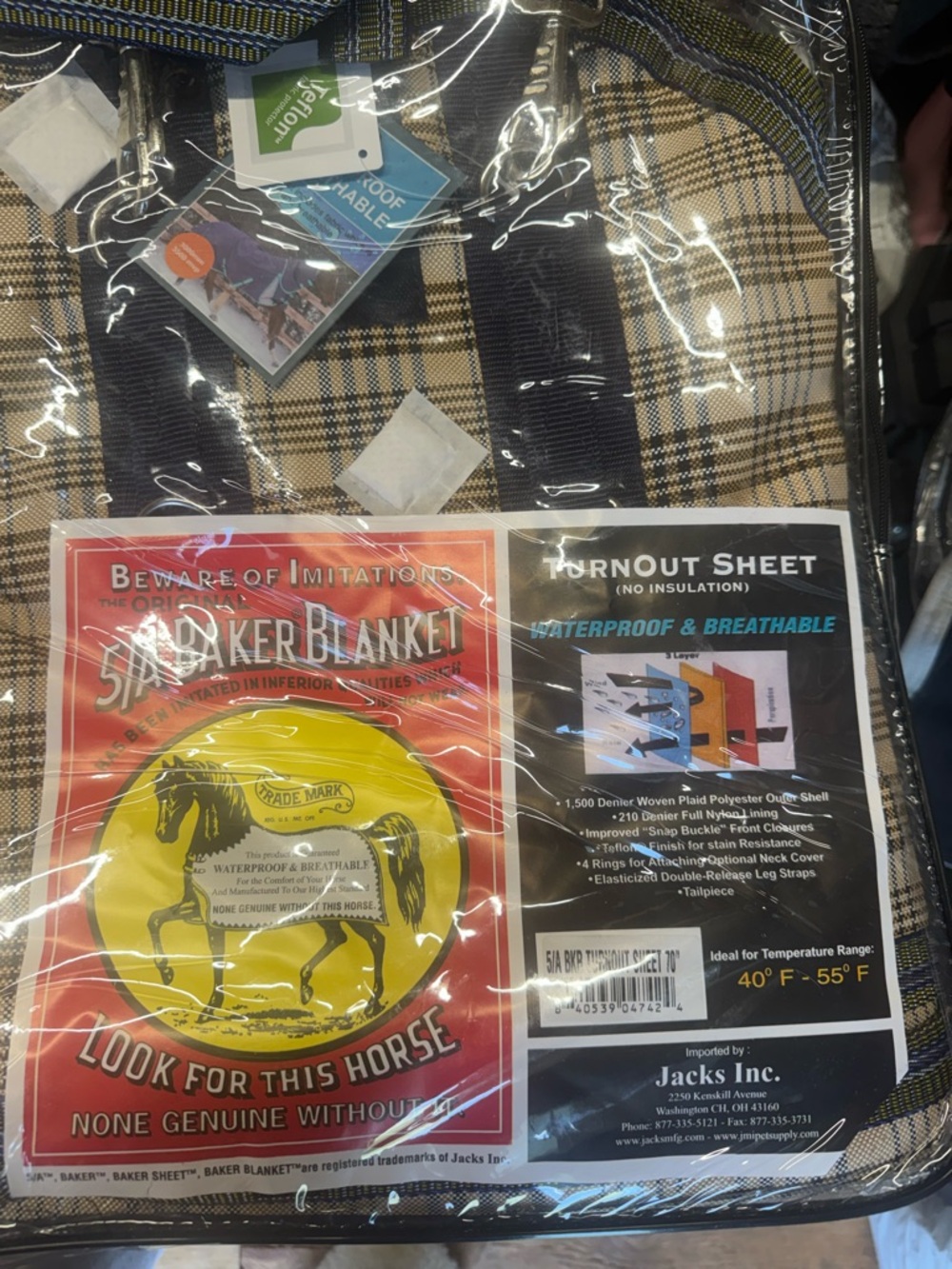 Baker 5/A Stable Sheet Turn-Out Sheet Breathable Size 70" Brand New - Picture 3 of 4